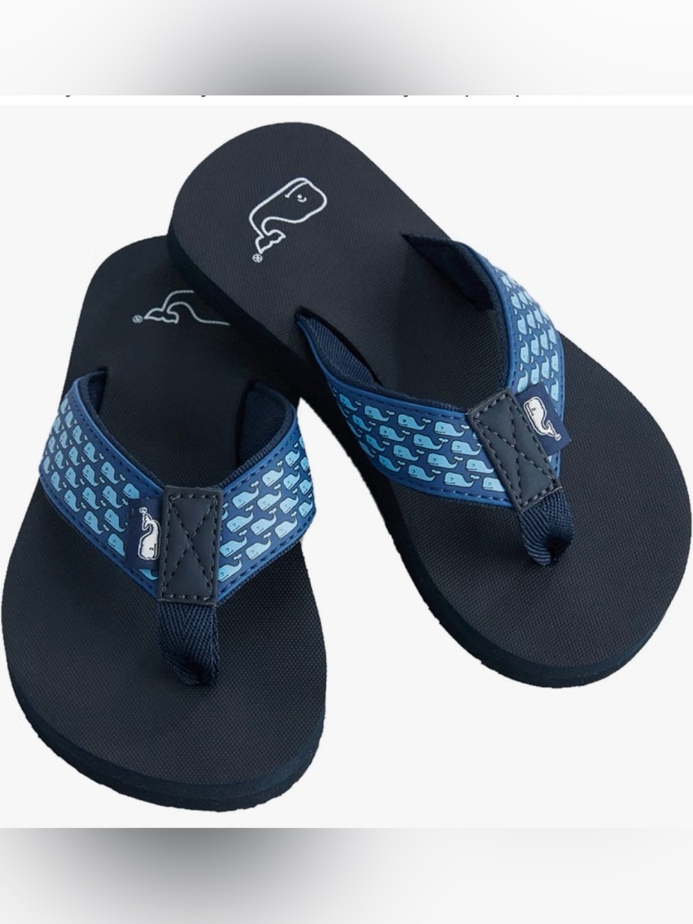 Vineyard Vines Boys’ Whale Flip Flops Sandals Blue Black - Size 2